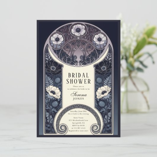 夜行性花フローラアールヌーボーブライダルシャワー 招待状 (スタンド正面)
