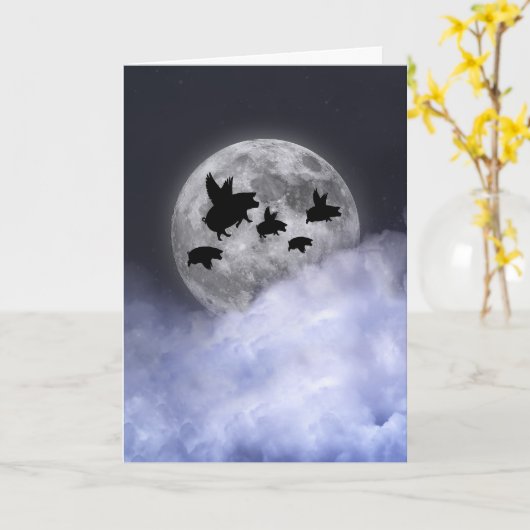 夜行性飛んでいる豚 カード (黄色い花)