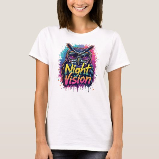 夜見付きフクロウ Tシャツ (正面)