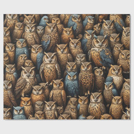 夜警:フクロウのギャザリング ラッピングペーパー