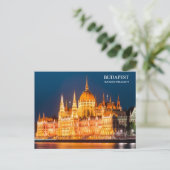 夜郵便はがきのブダペストの議会 ポストカード (スタンド正面)