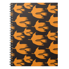 夜間のほうきライド - シームレスなハロウィーンパターン ノートブック