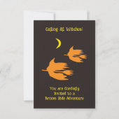 夜間のほうきライド - ハロウィンパーティーの招待状 招待状 (正面)
