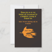 夜間のほうきライド - ハロウィンパーティーの招待状 招待状 (裏面)