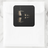 夜間のシールで照明された風車 スクエアシール (バッグ)