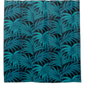 夜間のトロピカルパーム葉 シャワーカーテン (正面)