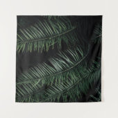 夜間のヤシの緑植物 タペストリー (正面(横))