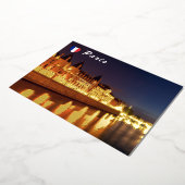 夜間のライトアップされたコンシェルジュリー – パリ，フランス 箔シーズンカード (回転した状態)