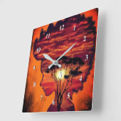 夜間の欲望-ファンタジー スクエア壁時計 (傾斜)