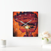 夜間の欲望-ファンタジー スクエア壁時計 (ホーム)