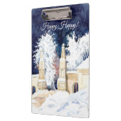 夜間の水彩の冬門 クリップボード (左)