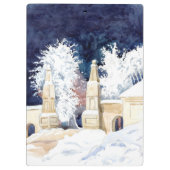 夜間の水彩の冬門 クリップボード (裏面)