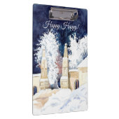 夜間の水彩の冬門 クリップボード (右)