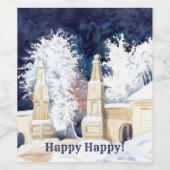 夜間の水彩の冬門 ワインラベル (シングルラベル)