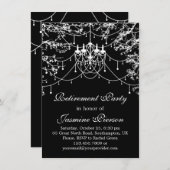 夜間の灯り、シャンデリア、リタイアメントパーティー 招待状 (正面/裏面)