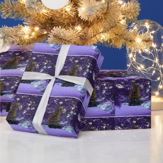 夜間の紫色の照明ラッピングペーパー ラッピングペーパー (クリスマス)
