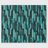 夜間の都市のスカイラインパターン ラッピングペーパー (フラット)