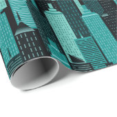 夜間の都市のスカイラインパターン ラッピングペーパー (ロールコーナー)