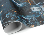 夜間の都市建物の航空写真 ラッピングペーパー (ロールコーナー)