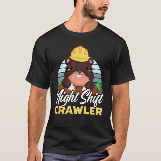 夜間シフトクローラ墓地シフト作業者従業員 Tシャツ (正面)