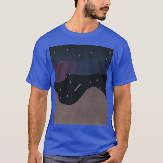 夜間シーンを使用した青いTシャツ Tシャツ (正面)