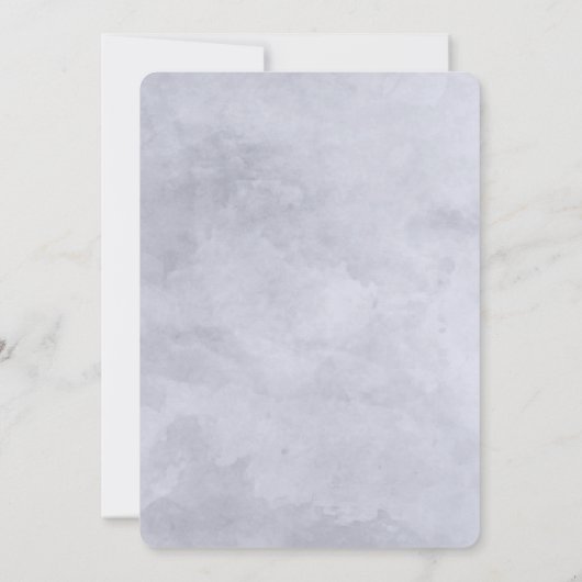 夜間フローラネイビーブルー&グレー誕生日パーティー 招待状 (裏面)