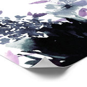 夜間フローラネイビー結婚ブルーの歓迎サイン ポスター (角)