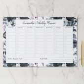 夜間フローラネイビー週間プランナーカレンダー ペーパーパッド (インサイチュ)