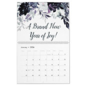 夜間フローラ水色あなたのカスタム引用文 カレンダー (1月 2026)