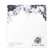 夜間フローラ水色カスタム文字とロゴ ノートパッド (正面)