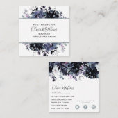 夜間フローラ水色ネイビーブルーグレー枠 スクエア名刺 (正面/裏面)