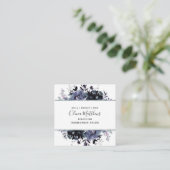 夜間フローラ水色ネイビーブルーグレー枠 スクエア名刺 (スタンド正面)