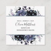 夜間フローラ水色ネイビーブルーグレー枠 スクエア名刺 (正面)