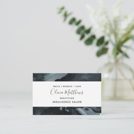 夜間フローラ水色海軍グレーソーシャルメディア 名刺 (スタンド正面)