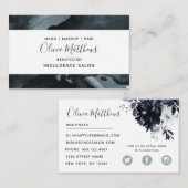 夜間フローラ水色海軍グレーソーシャルメディア 名刺 (正面/裏面)