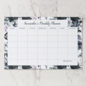 夜間フローラ海軍の月プランナーカレンダー ペーパーパッド (正面)