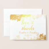 夜間フローラ結婚Thank You's Photo金ゴールド 箔カード (封筒付き正面)