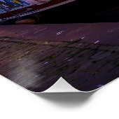 夜間ライトアップされたVolendam港 ポスター (コーナー)