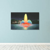 夜間ライトアップされるハイランドパーク貯水池 キャンバスプリント (インサイチュ (ウッドフロア))