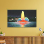 夜間ライトアップされるハイランドパーク貯水池 キャンバスプリント (インサイチュ (リビング))