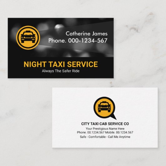 夜間交通灯タクシーサービス 名刺 (正面/裏面)