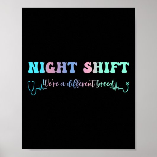 夜間交配違う式聴診器ナースRn ポスター (正面)