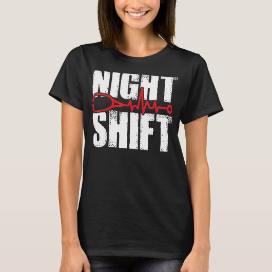 夜間交配違う式聴診器ナースRn Tシャツ (正面)