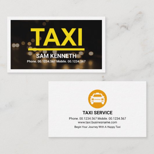 夜間信号灯《写真》ぼけ味タクシー 名刺 (正面/裏面)