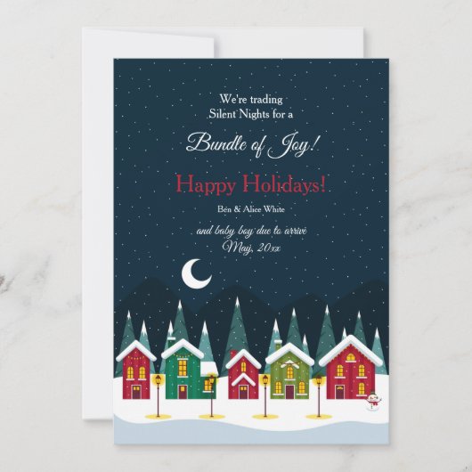 夜間妊娠静か告知ホリデーカード シーズンカード (正面)