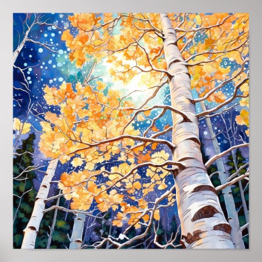 夜間森林景観絵を描のポスター ポスター (正面)