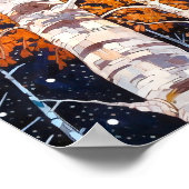 夜間森林景観絵を描のポスター ポスター (角)