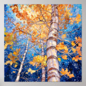 夜間森林景観絵を描のポスター ポスター (正面)