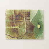 夜間水車、月、滝のシーンパズル ジグソーパズル (横)