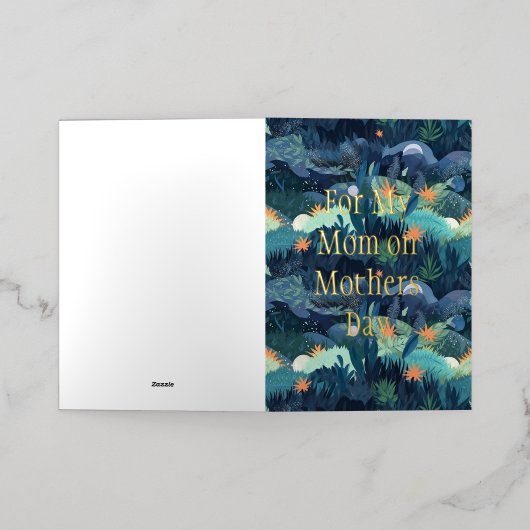 夜間自然フローラマザーズ・デイ 箔グリーティングカード (外側レイダウン)